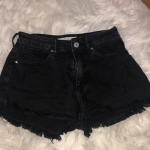 black denim shorts